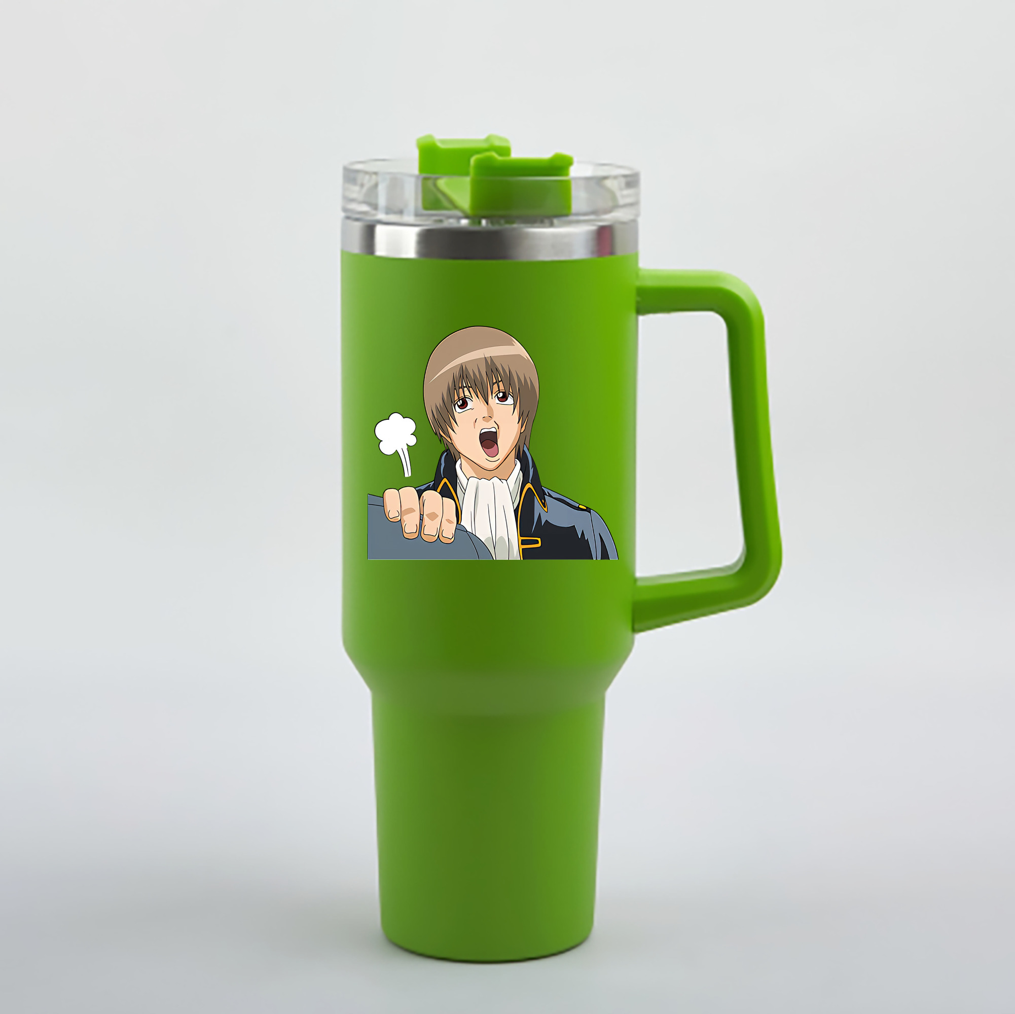 （画像用） ぎんたま 坂田銀時（さかたぎんとき） 神楽 志村新八（しむら しんぱち） GINTAMA Sakata Gintoki Kagura Shimura Shinpachi 1200mL車用タンブラー - クリスタルステッカー（プラスチックストロー付き）